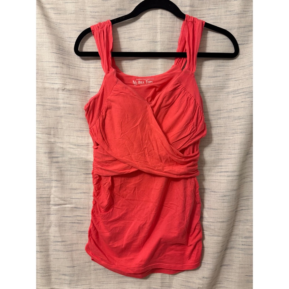 Victorias Secret Bra Tops Coral Pink Surplice V-Neck Ruched Tank Top Small